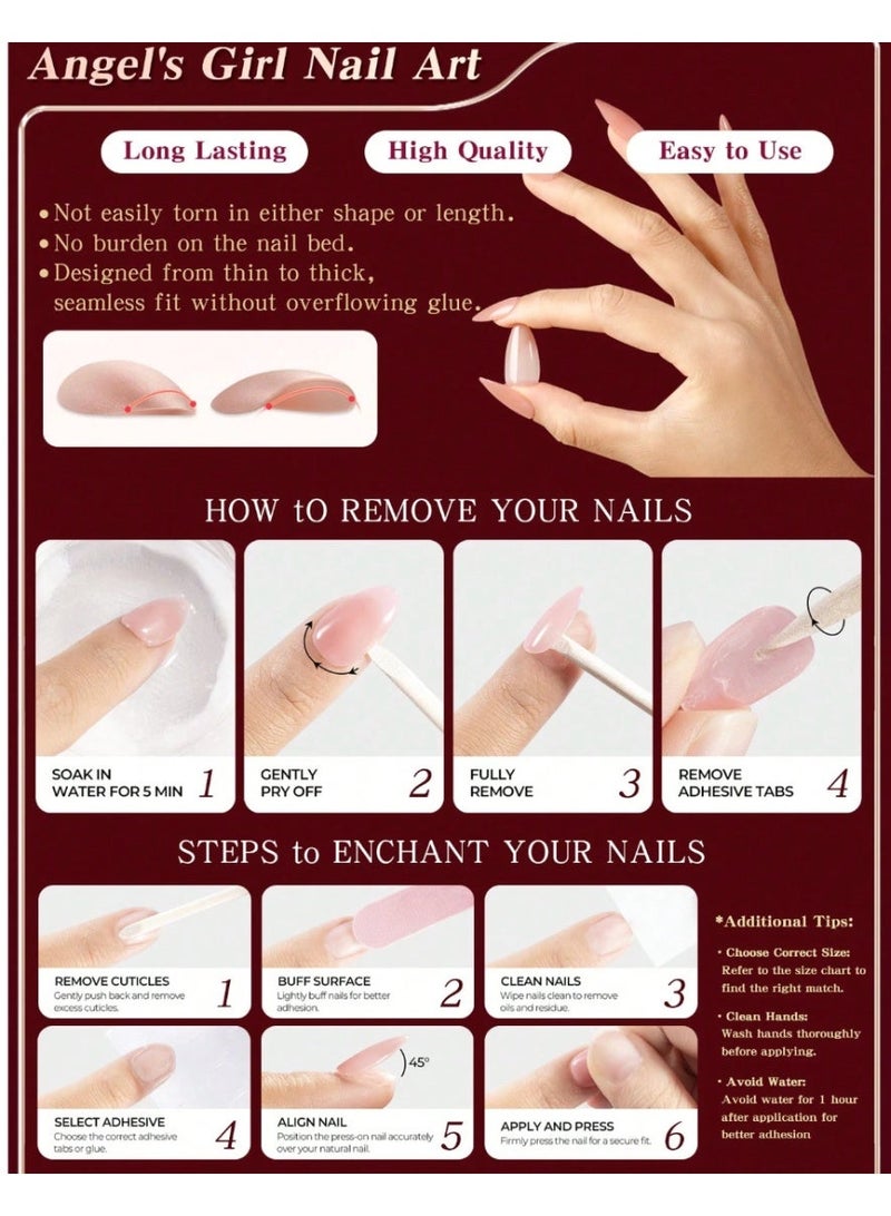 Shein 96Pcs/Box (4Mixed ) Short Oval Brown & Black & Red Colors Tip Press On Nails Short Acrylic Nail Tips Full Cover False Nail ,Contain 1Pc Jelly Glue And 1Pc Nail File,With Storage Box As For Suitable For Women And Girls Daily Life And Party Use Nail Supplies Nails - Image 2
